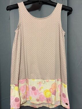 Girls' Cream & Pink Floral Tank Dress - Unbranded